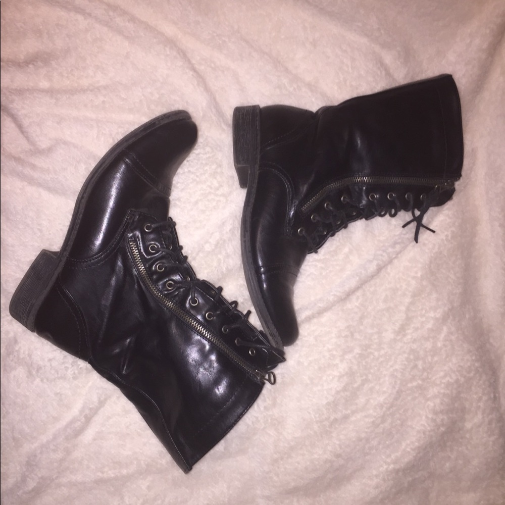 Cathy Jean Leather Combat Boots